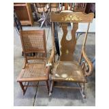 Hitchcock Style Rocking Chair, Oak & Cane Rocking