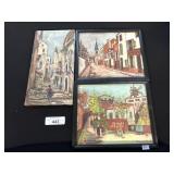 2 Framed Art Prints & Oil City Painting On Canvas