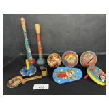 Vintage Lithographed Tin Party Noisemakers.