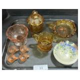 Fostoria Amber Coin Glass, Depression Glass.