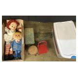 Raggedy Ann Dolls, Stool, Storage Tote.