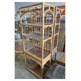 (2) Vtg Bamboo Rattan ï¿½tagï¿½re.