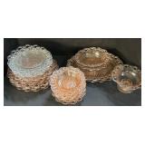 Pink Depression Open Lace Plates & Bowls.