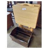 White Oak TV Dinner Table Set, Pine Magazine Rack.
