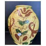 1979 Breininger Sgraffito Redware Pottery Vase.