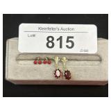 14K Gold Cherry Earrings, Garnet Dangle Earrings.