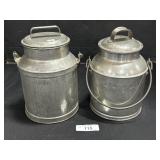 (2) Vintage 4qt Steel Dairy Milk Cans.