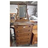 Antique Tiger Oak Highboy Dresser.