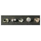 5 Sterling Silver Rings.