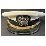 Vintage White Navy Officer Hat.