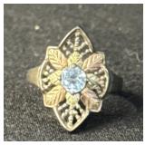 Sterling Silver Ring W/12 KT Gold Accents.