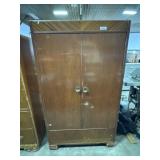Vtg Mid Century Art Deco Wooden Wardrobe.