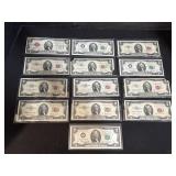 13 $2 Bills.
