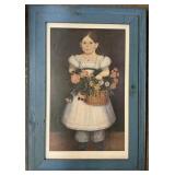 Hedgerow House Girl With Basket Framed Print.