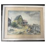 Rachel A. Farrington Seaside Watercolor Painting.