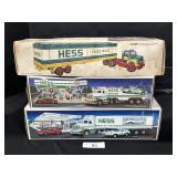 3 Vintage Hess Toy Truck & Truck W/ Racers.