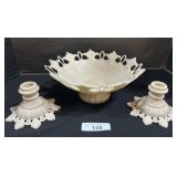 Westmoreland Milk Glass Ring & Petal Console Set