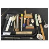 Advertising Rulers, Thermometers, Celluloid Goose.