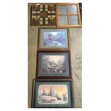 Folk Art Game Board & Kinkade Style Prints.