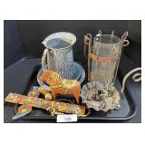 Wooden Folk Art, Pitcher & Plates.