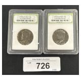 (2) Slabbed 40% 1976 Kennedy Half Dollars