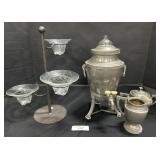 Universal Coffee Percolator, Creamer, Sugar Bowl.