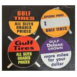 4 Gulf Tires Auto Store Advertising Signs.