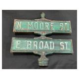 Antique Moore & Broad Street Sign.