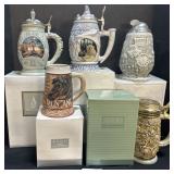 5 Various Avon Collectable Beer Steins.