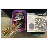 Archery Arrows, Dart Board,  Fishing Rod.