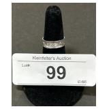 10k White Gold Floral Engraved Ring.