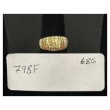 14K Gold Diamond Cut Vertical Bar Ring.