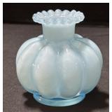 Vintage Fenton Blue Melon Ribbed Vase.