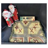 Christmas Santa & Hooked Folk Pillow Case.