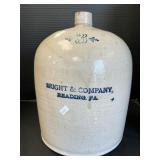 3 Gal Bright & Co. Reading, PA Stoneware Jug.