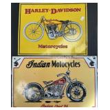 Advertising Indian & Harley Davidson Signs.