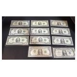 6 $2 Bills & 5 $1 Bills.