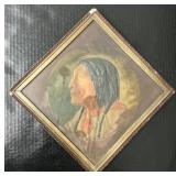 Embossed Relief Native American Chief Print.