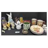 Vtg Fisher Price Pull Toy, Bunny Figurines.