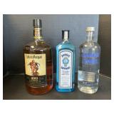 Captain Morgan Rum, Bombay Gin, Vodka.