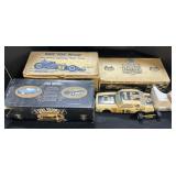 4 Vintage Race Car Liquor Decanters.