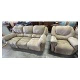 Beige Reclining Sofa & Armchair.