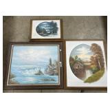 3 Artist Signed Oil On Canvas Paintings.