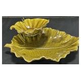 Mid Century California Pottery Leaf Dish Set.