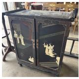 Vtg Mid-Century Black Lacquer Chinese Chinoiserie.
