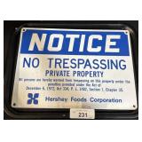 2 Hershey CO No Trespassing Signs.