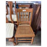 (2) Antique Oak & Cane Side Chairs.