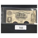 1861 Confederate States America $10 Richmond Note