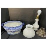 Hobnail Milk Glass Lamp, Nakeen Tureen.