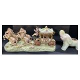 Capodimonte Horse Carriage, Elephant Planter.